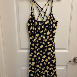 Navy Lemon Print Strappy Sundress